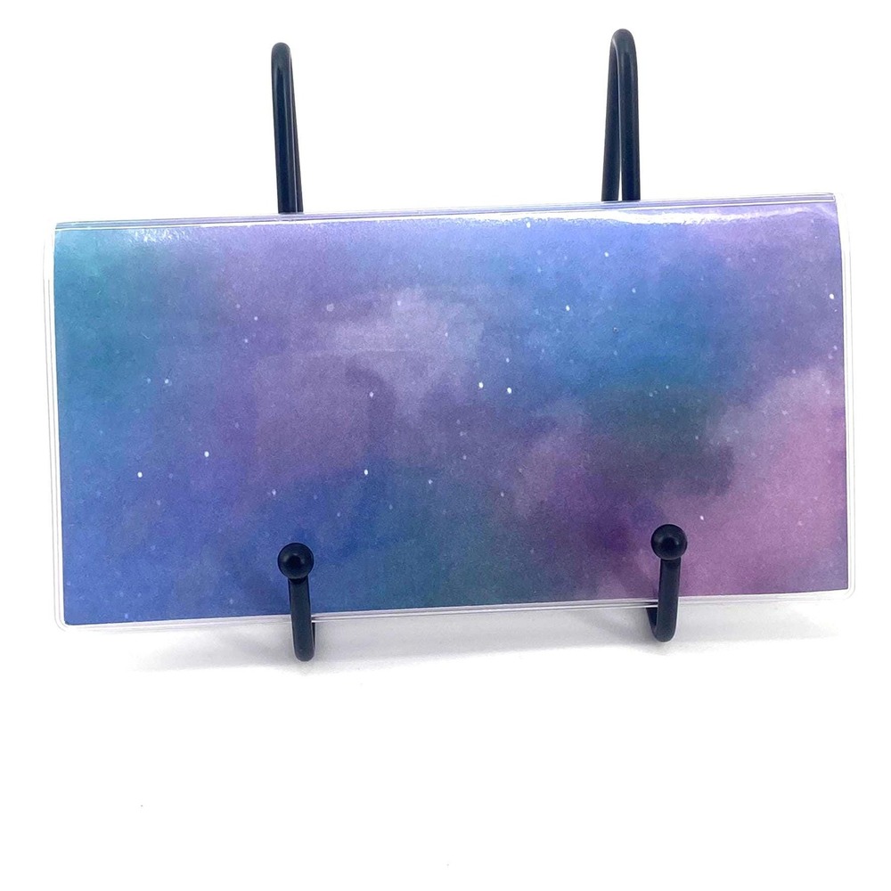 New Checkbook Cover Wallet Vinyl Check Register Protector - Watercolor Galaxy